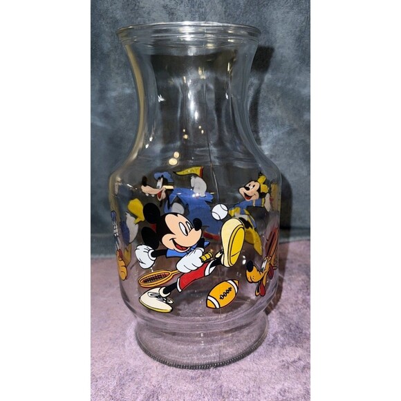 Walt Disney Vintage Carafe Pitcher Mickey Mouse Minnie Donald Goofy Sports - Picture 1 of 6